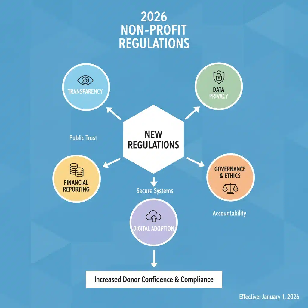 Infographic detailing key 2026 non-profit regulations