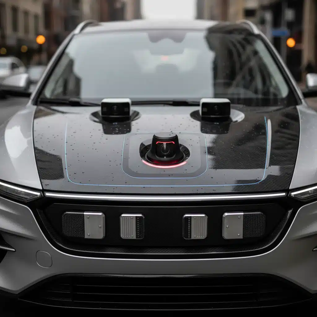 Close-up of autonomous vehicle sensor array