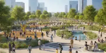 Community members enjoying a revitalized park, symbolizing federal grant impact on development.