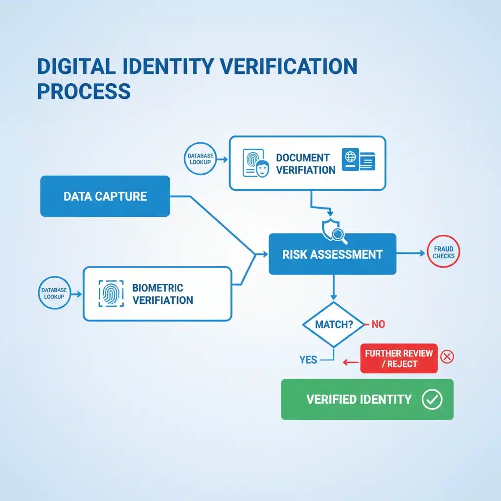 Flowchart illustrating the digital identity verification process steps