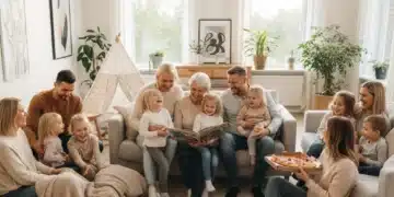 The Evolving American Family: Updates on Emerging Household Structures 2026 Diverse modern American families interacting happily in a home environment.