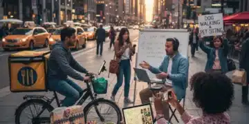 Diverse individuals engaged in various side hustles, showcasing the dynamic nature of the gig economy.