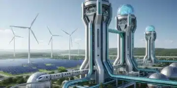 Cutting-Edge Carbon Capture: 5 Innovations for 2026 Futuristic carbon capture facility with green energy integration