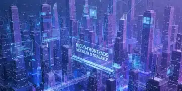 Micro-Frontends in 2026: Scalable Web Development Benefits Explored Futuristic city skyline with interconnected digital elements representing micro-frontends for scalable web development