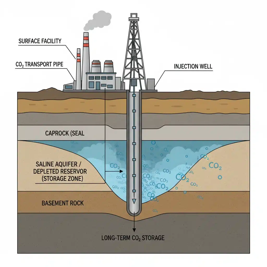Geological sequestration of carbon dioxide underground