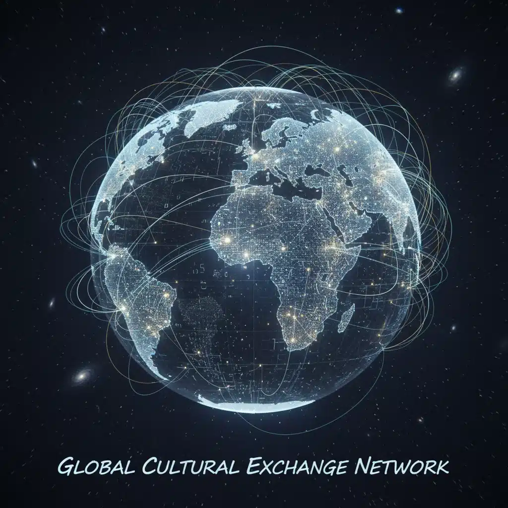 Global map showing interconnected cultural exchange program networks.