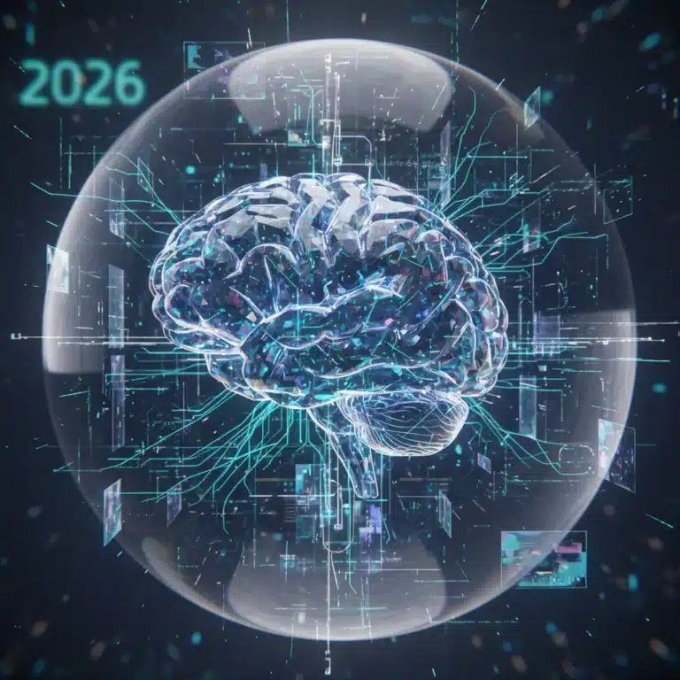 Futuristic brain-computer interface with glowing neural networks, symbolizing neurotechnology ethics in 2026.