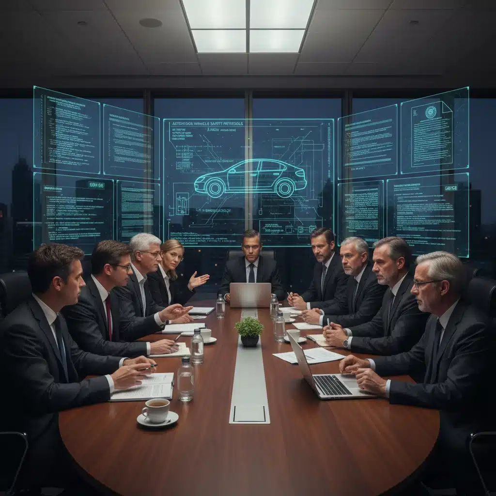 Policymakers discussing autonomous vehicle regulations