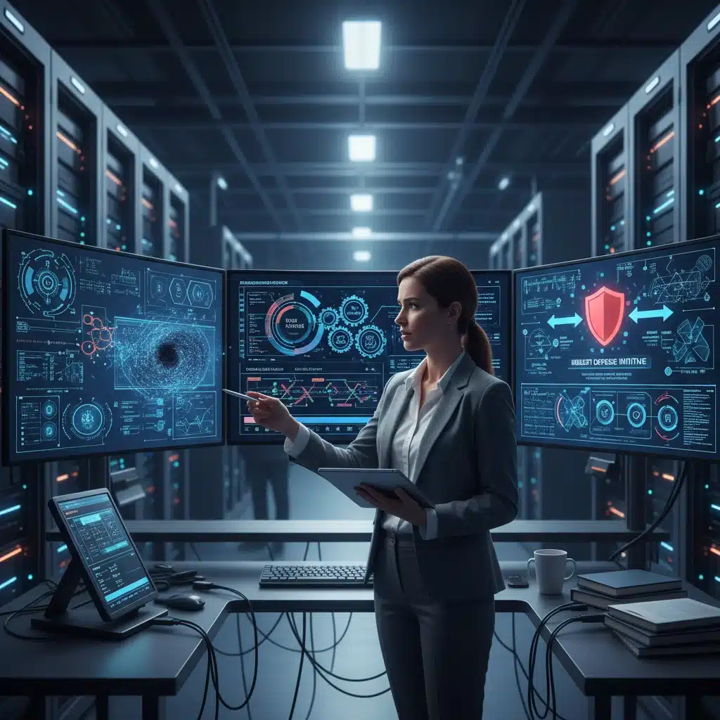 Cybersecurity expert analyzing post-quantum cryptographic defenses