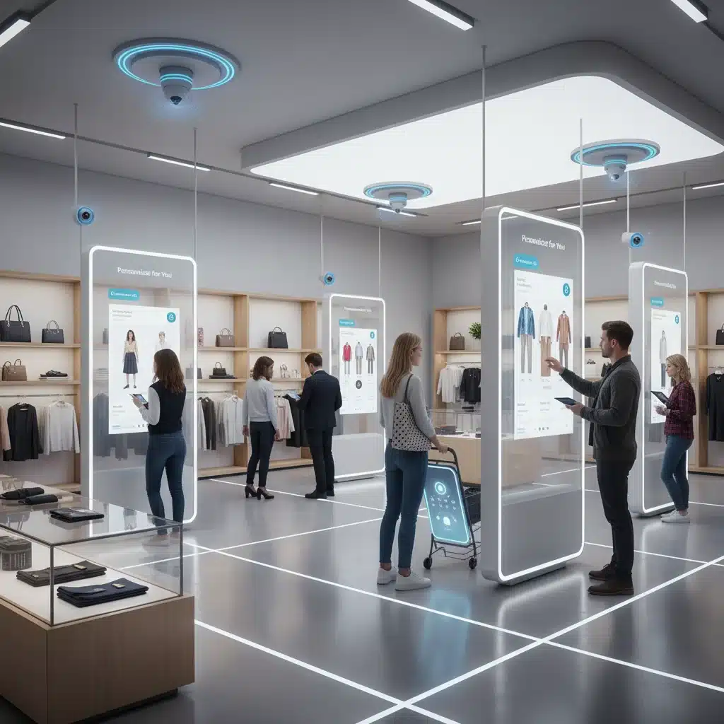 Smart retail store with digital displays and personalized recommendations via Edge AI.