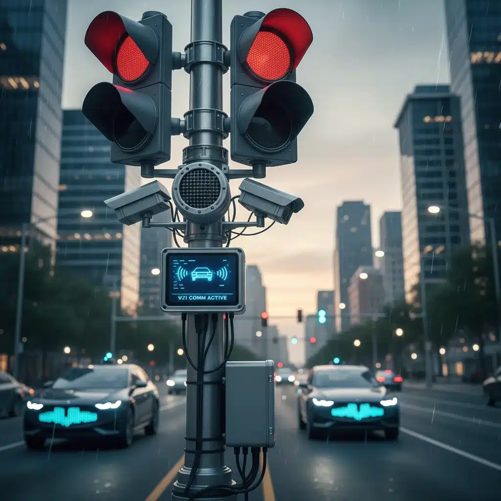 Smart traffic light system with V2I communication sensors