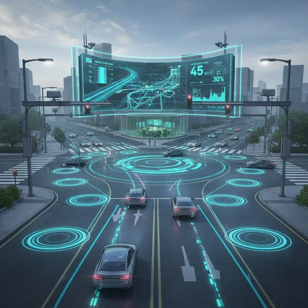 Smart traffic management system with sensors and real-time data