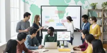 Bridging Educational Gaps: Technology's 2026 Impact on 3 Million Students Students using technology to learn collaboratively, bridging educational gaps globally.