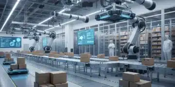Advanced autonomous mobile robots operating in a modern logistics warehouse