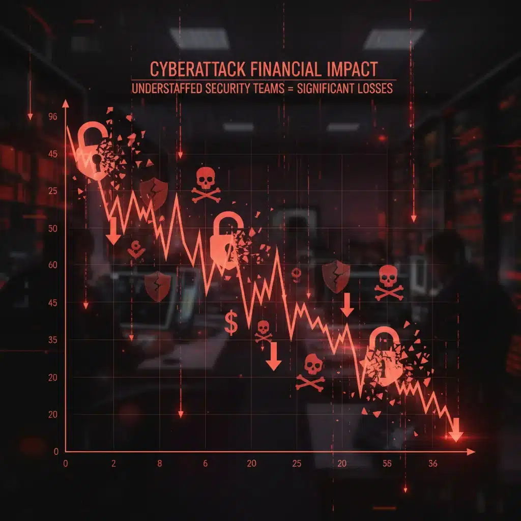 Financial graph showing losses due to cybersecurity incidents