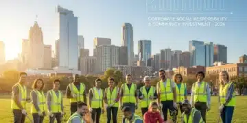 Professionals engaging in a community project, symbolizing CSR and increased investment.