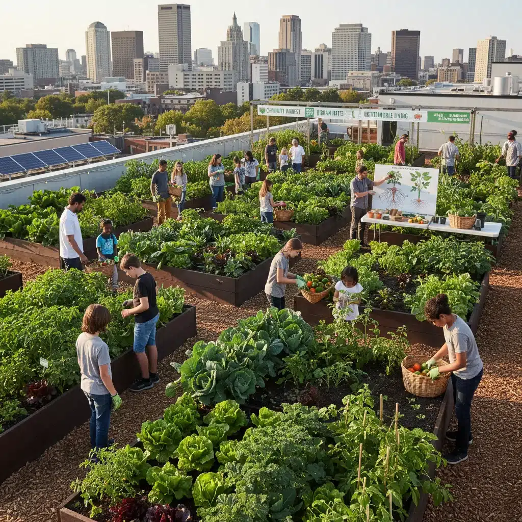 Community garden fostering sustainable food production and education.