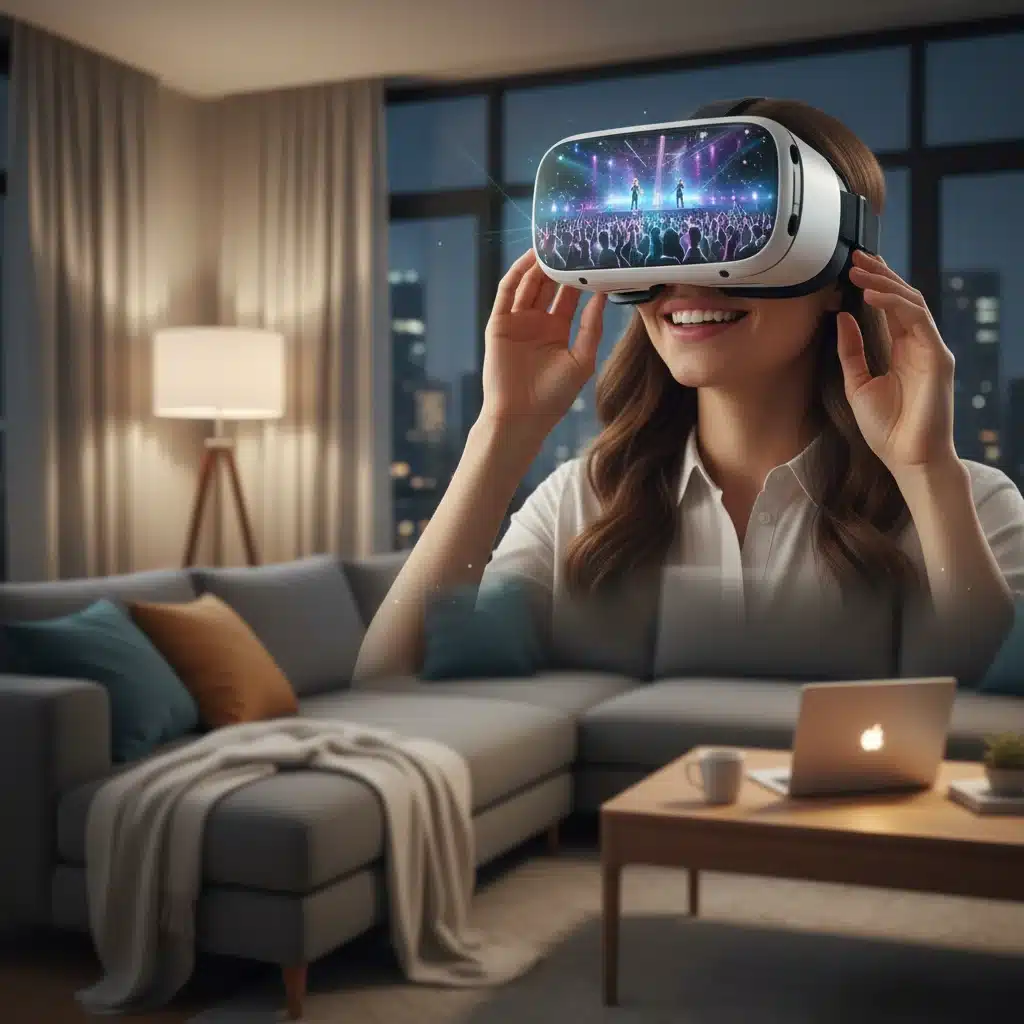 Person enjoying a virtual concert with VR headset